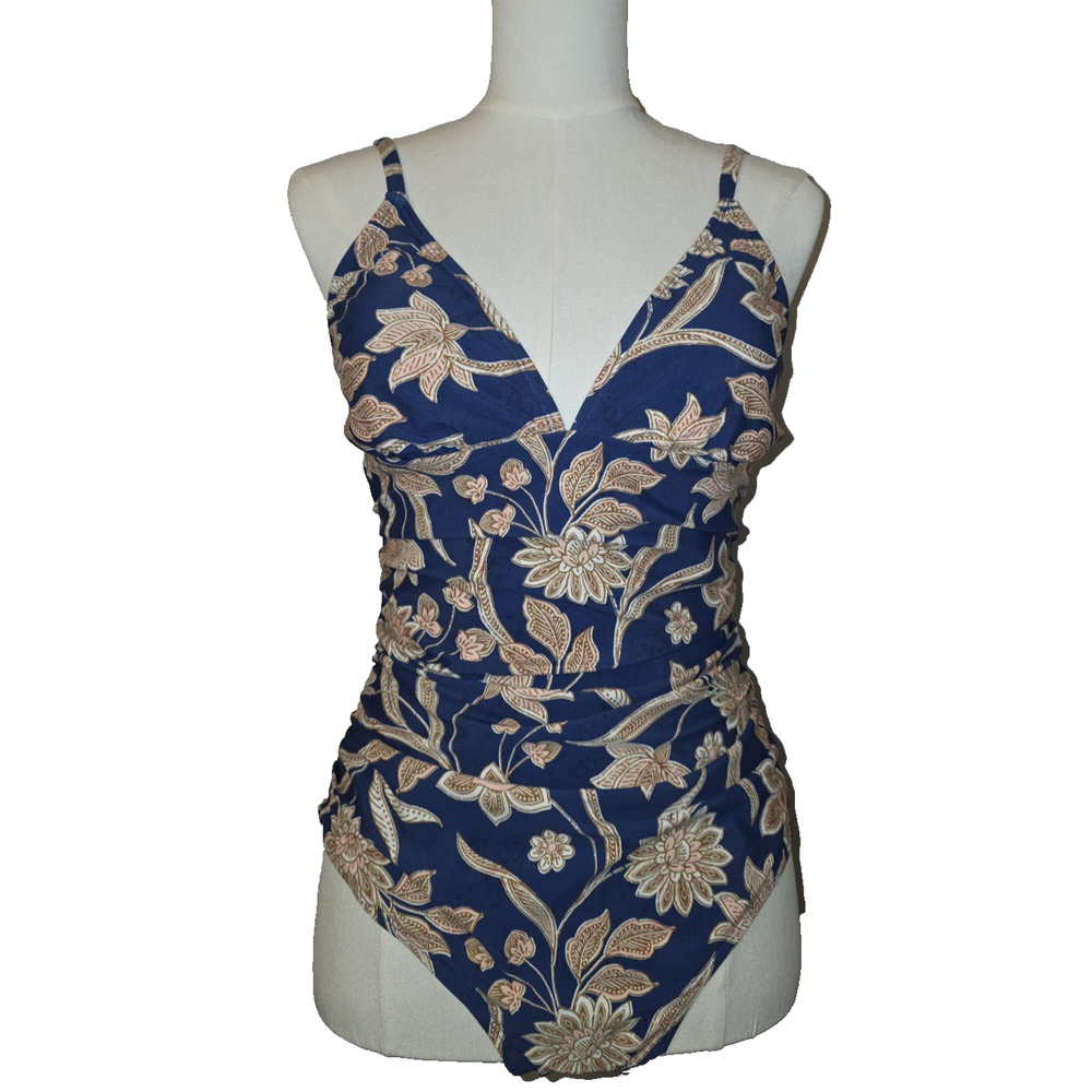 NWT L Women's One-Piece Swimsuit Blue Floral by Cupshe MSRP $34